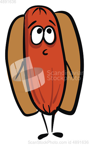 Image of Scared hot dog, vector or color illustration.