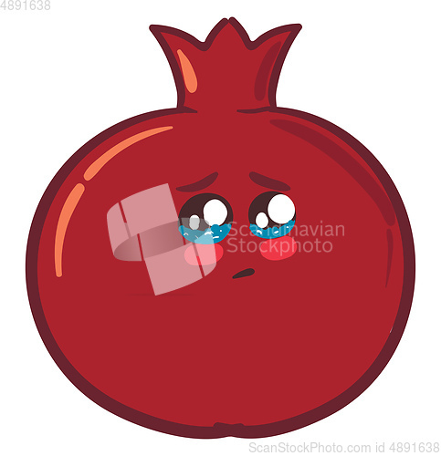 Image of Image of crying pomegranate, vector or color illustration.