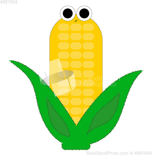 Image of Image of corn eating, vector or color illustration.