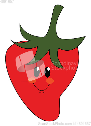 Image of Emoji of a smiling red strawberry, vector or color illustration.