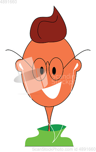 Image of Clipart of a cartoon boy laughing while listening to music from 