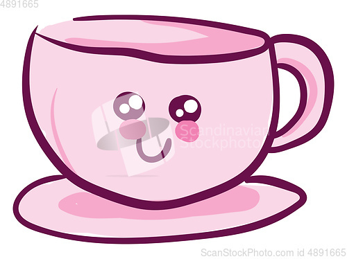 Image of Pink cute cup, vector or color illustration.