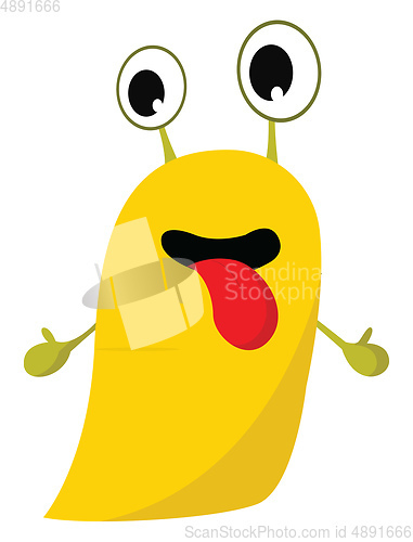 Image of Clipart of a happy yellow monster with tongue hanging out, vecto