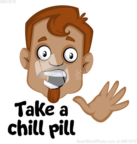Image of Human emoji with a take a chill pill expression, illustration, v