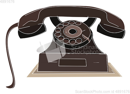 Image of Antique vintage type brown telephone/Landline Telephone at home 