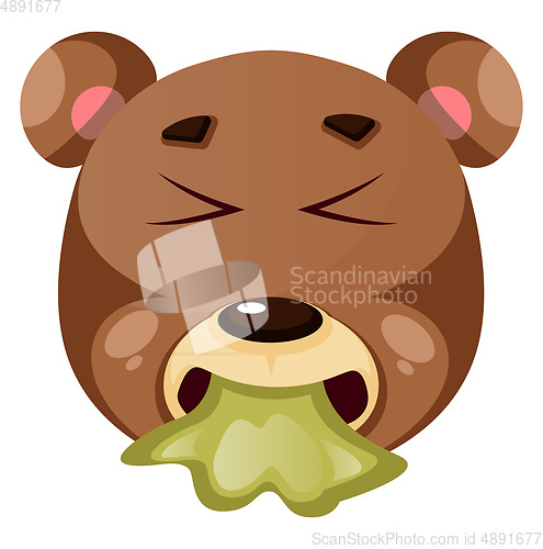 Image of Brown bear is feeling a little bit sick, illustration, vector on