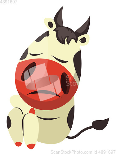 Image of Cow is feeling sad, illustration, vector on white background.