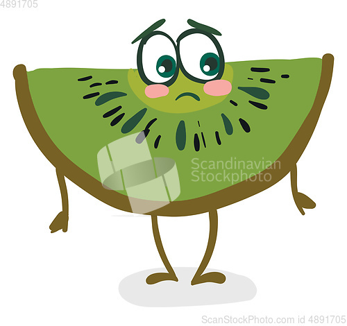 Image of An inconsolable kiwi, vector or color illustration.