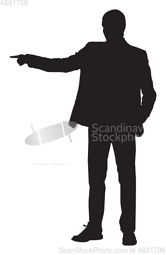 Image of Silhouette of a man pointing with his finger, illustration, vect