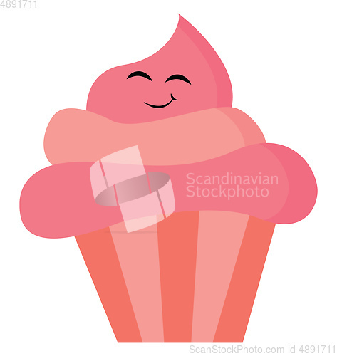 Image of Pink cupcake, vector or color illustration.