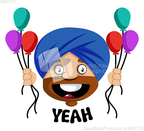 Image of Muslim human emoji party mood, illustration, vector on white bac