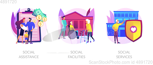 Image of Caregiving and welfare services abstract concept vector illustrations.