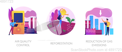 Image of Environment protection measures, flora restoration, atmosphere purification vector concept metaphors.