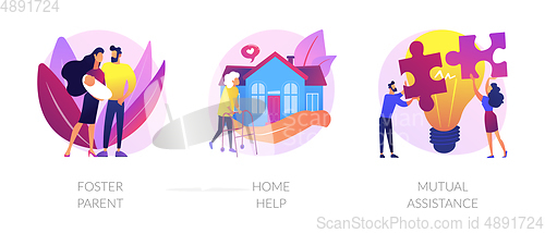Image of Caregiving and social support services abstract concept vector illustrations.