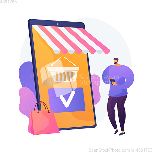 Image of Shopping mobile app vector concept metaphor.