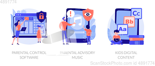 Image of Parental control for kids wellbeing vector concept metaphors.