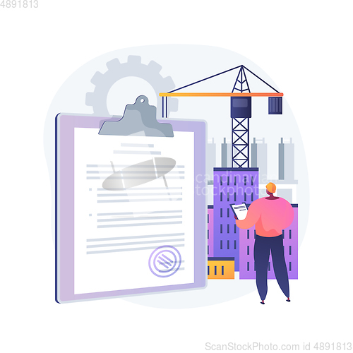 Image of Building industry license abstract concept vector illustration.