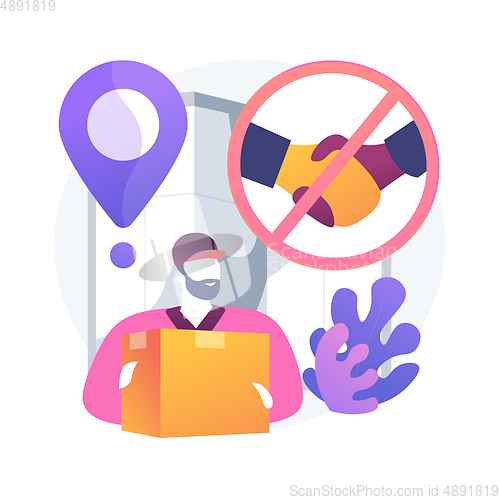 Image of No-contact pick up and delivery abstract concept vector illustration.