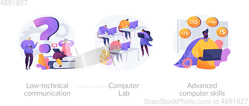 Image of Computer skills requirement abstract concept vector illustrations.