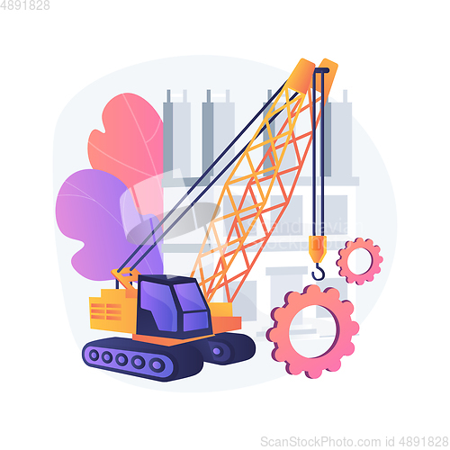 Image of Modern construction machinery abstract concept vector illustration.