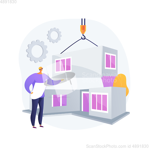 Image of Modular home abstract concept vector illustration.