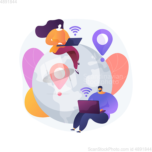 Image of Distance working abstract concept vector illustration.