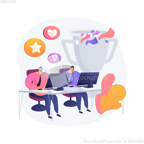 Image of Office esport competition abstract concept vector illustration.