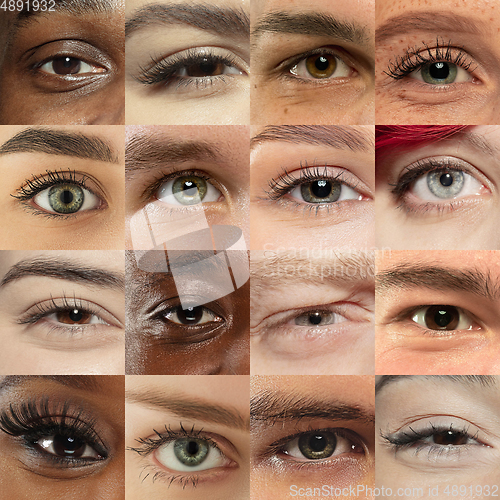 Image of Set, collage of different types of male and female eyes