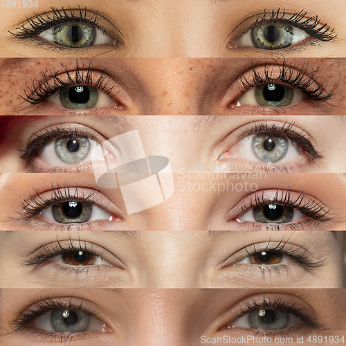 Image of Set, collage of different types of male and female eyes