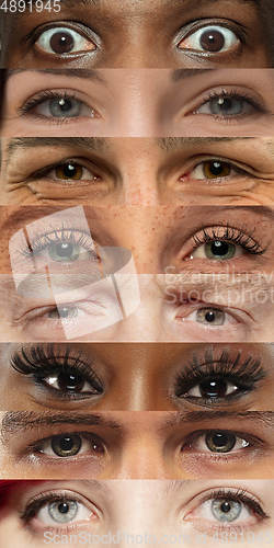 Image of Set, collage of different types of male and female eyes