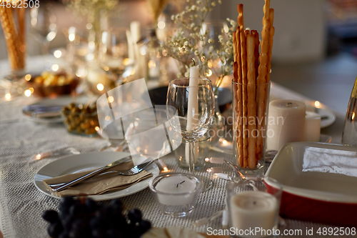 Image of dinner party table serving at home