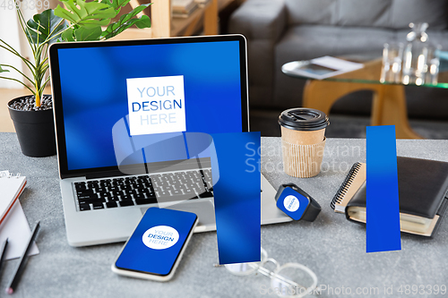 Image of Devices or gadgets with copyspace for ad - mockup, digital concept