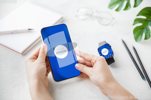 Image of Devices or gadgets with copyspace for ad - mockup, digital concept