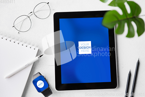 Image of Devices or gadgets with copyspace for ad - mockup, digital concept