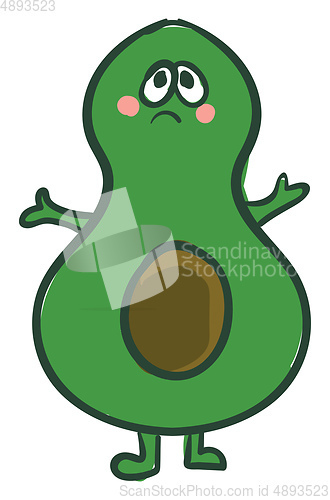 Image of An inconsolable avocado, vector or color illustration.
