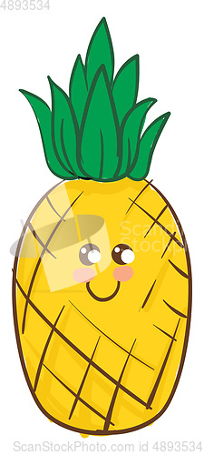 Image of Image of cute pineapple, vector or color illustration.