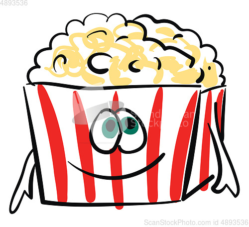 Image of A joyful popcorn packet, vector or color illustration.