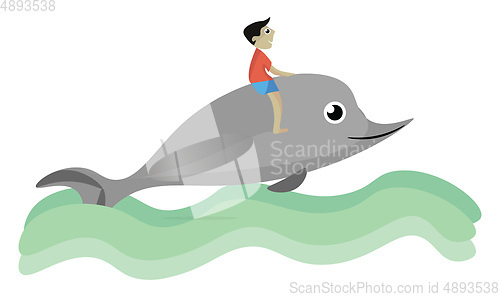 Image of Image of bow with dolphin, vector or color illustration.