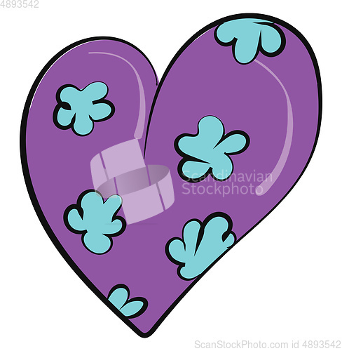 Image of Heart with flowers, vector or color illustration.