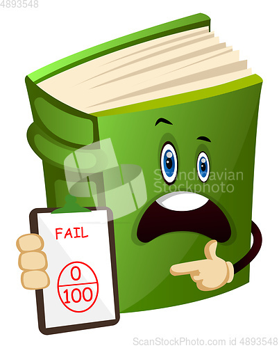 Image of Green book is showing you have failed, illustration, vector on w