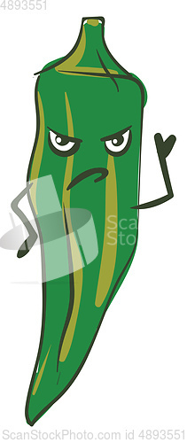 Image of Angry okra, vector or color illustration.