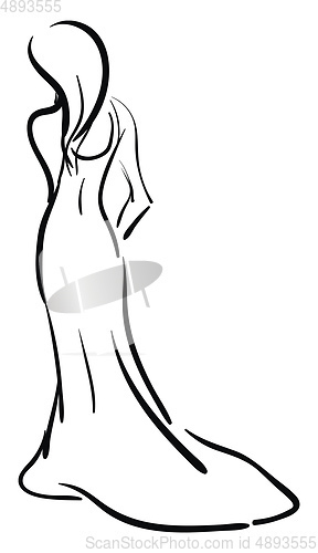 Image of  A sketch of a slim woman in a long gown, vector or color illust