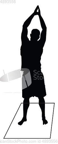 Image of Silhouette of a man doing yoga, illustration, vector on white ba