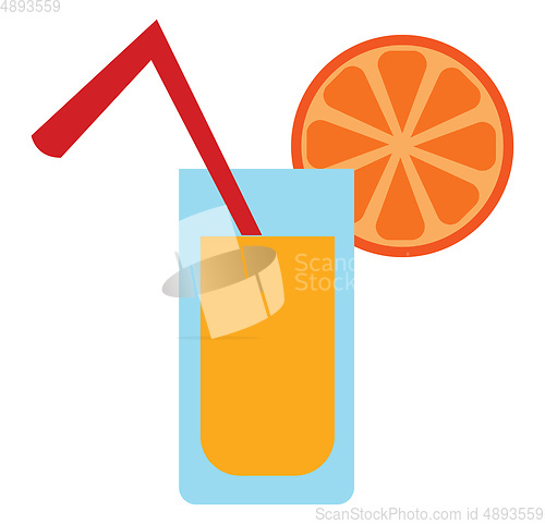 Image of An orange juice glass, vector or color illustration.