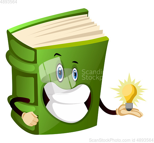 Image of Green book has an idea, illustration, vector on white background