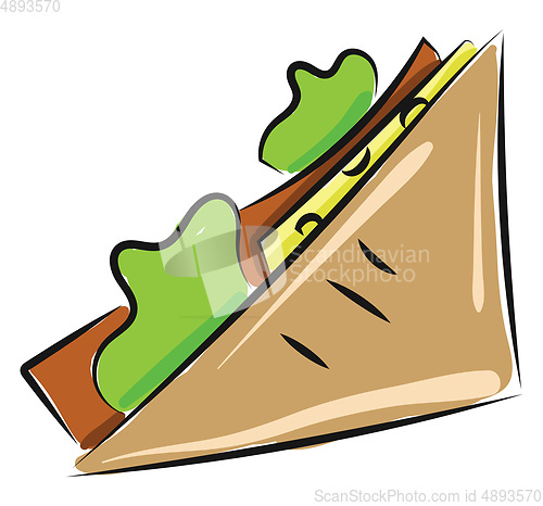 Image of Image of cheese and ham-sandwich, vector or color illustration.