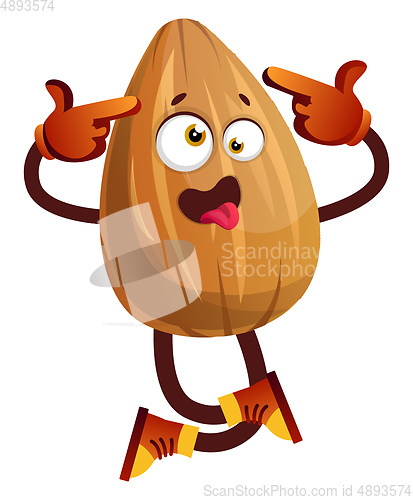 Image of Almond going a bit crazy, illustration, vector on white backgrou