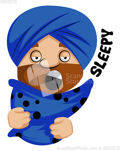 Image of Muslim human emoji in sleppy mood, illustration, vector on white