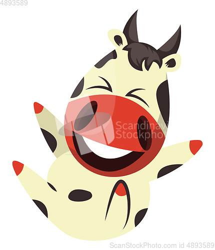 Image of Cow is rolling on the floor, illustration, vector on white backg