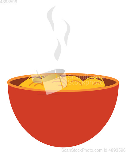 Image of Spaghetti in orange bowl, vector or color illustration.